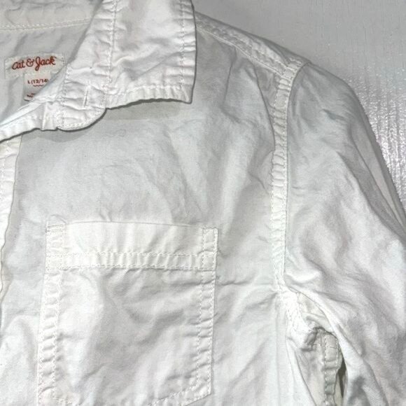 Cat & Jack Boys White Long Sleeve Button-Up Shirt L (12/14) - Picture 3 of 4